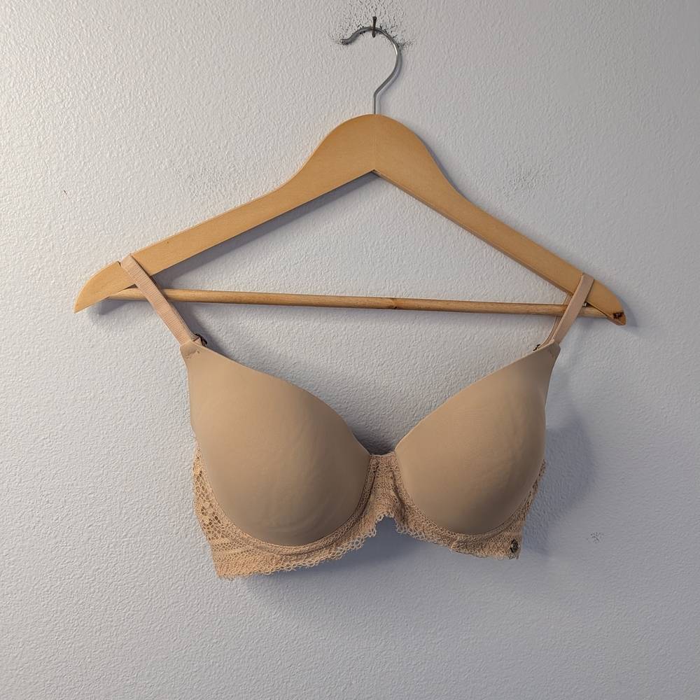Lucky Brand‎ Lace Trim Underwire Bra 34C Nude